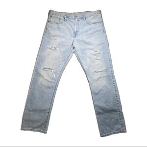 American Eagle Relaxed Straight Jeans 38x34 Light Wash Distressed